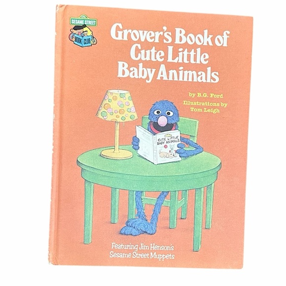 Sesame Street Other - Sesame Street Grover Reading on Orange Cover with Green Table